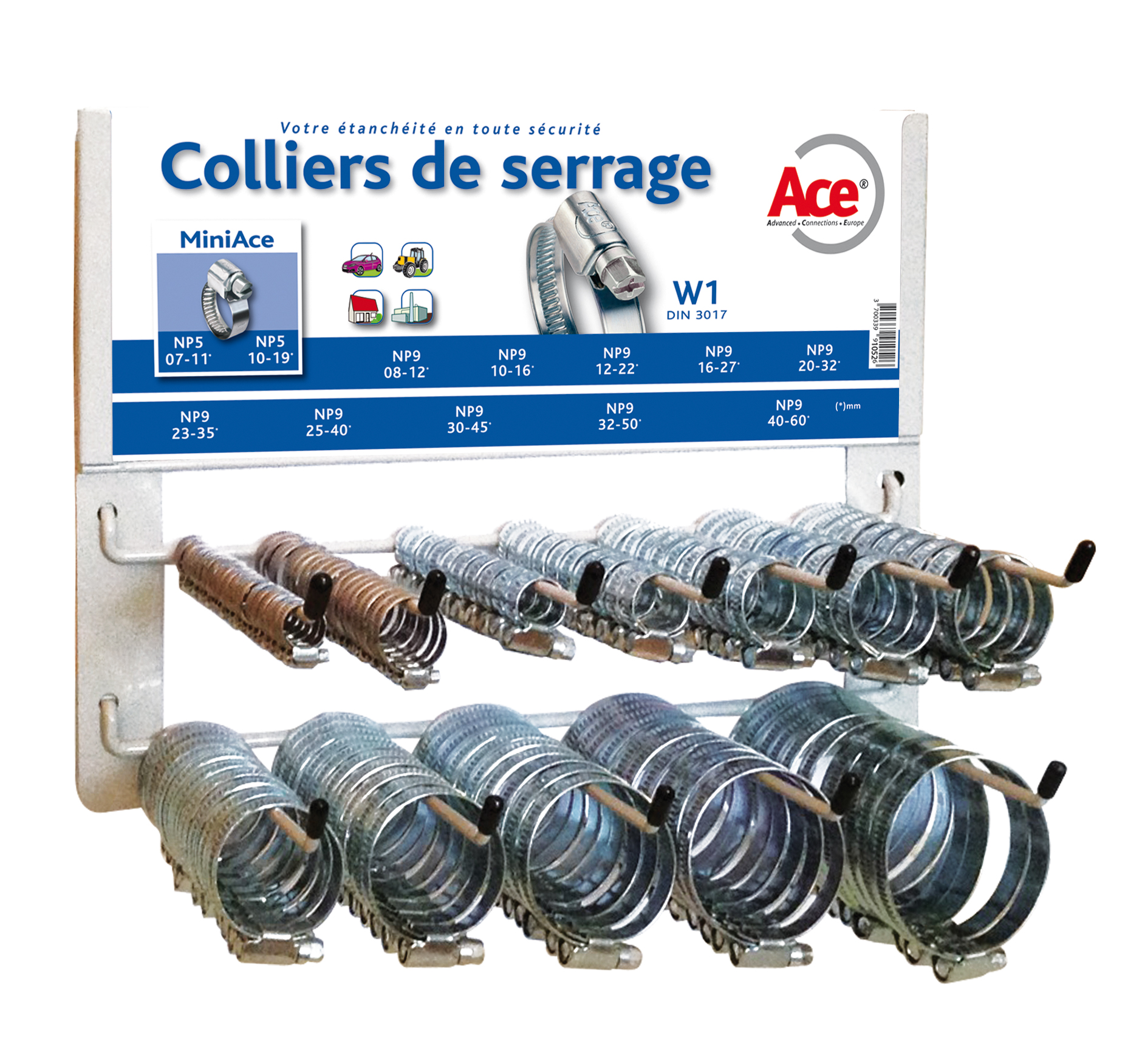 Présentoir métal à broches 140 colliers NP9 et NP5