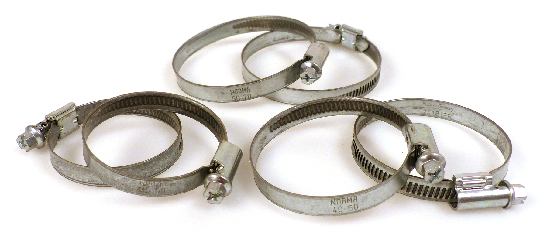 PRECISION-STEEL 6 colliers de serrage 35 à 70mm - 2 de 35 à 50mm + 2 de 40 à 60 mm + 2 de 50 à 70mm