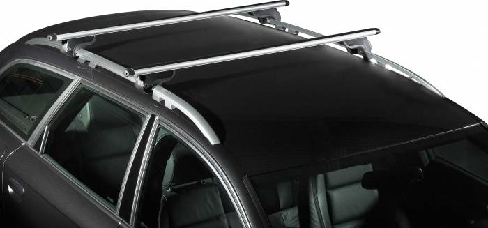 2 barres de toit Aluminium Aéro avec fixations sur portières MONT BLANC :  Volkswagen POLO Coffre