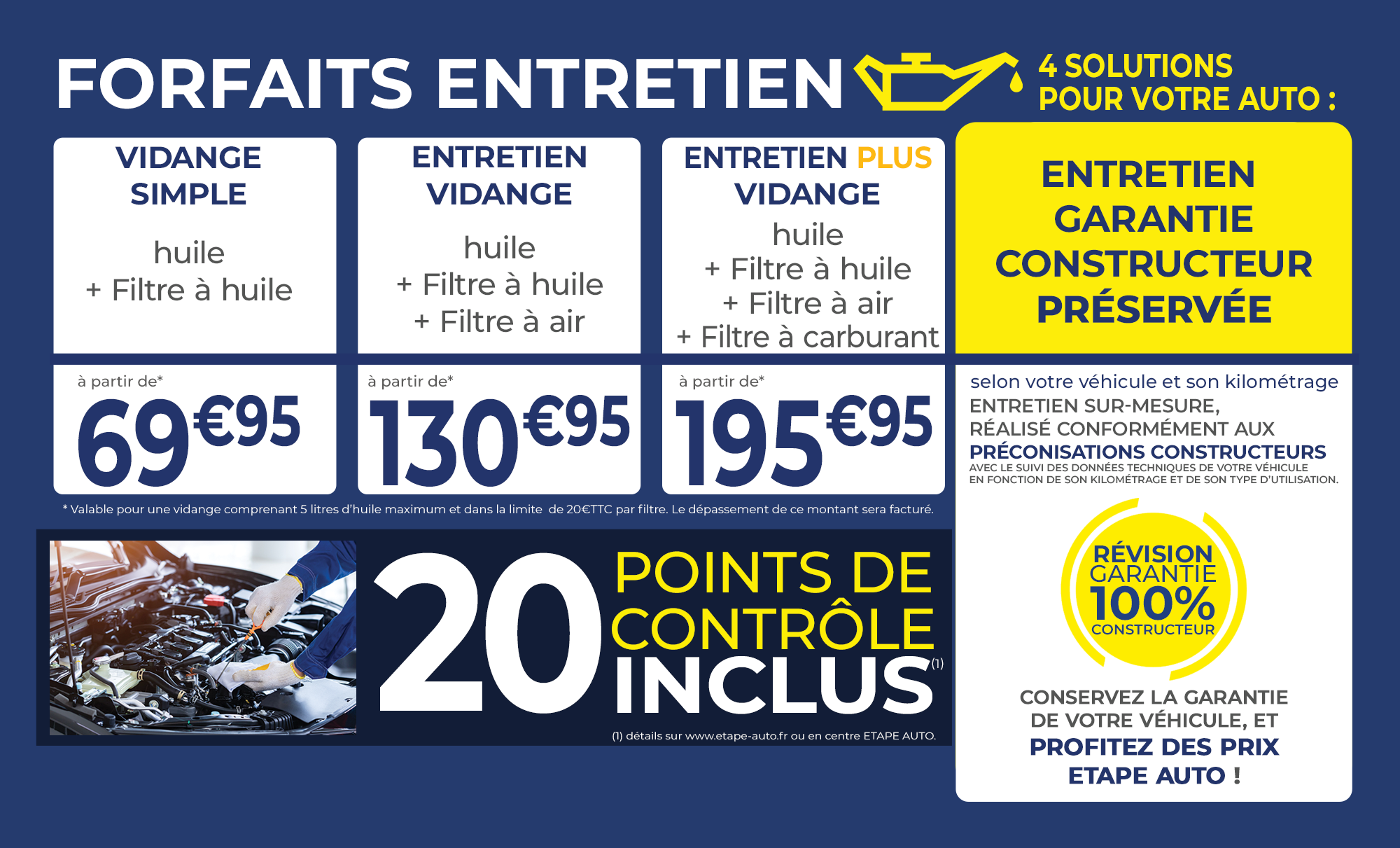 tarifs prix entretien auto